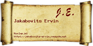 Jakabovits Ervin névjegykártya