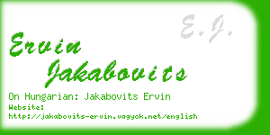 ervin jakabovits business card
